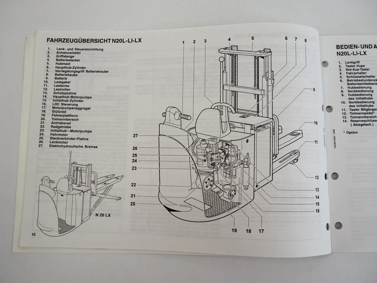 Linde N20 L Li LX Hubwagen Betriebsanleitung Bedienungsanleitung Wartung 1999