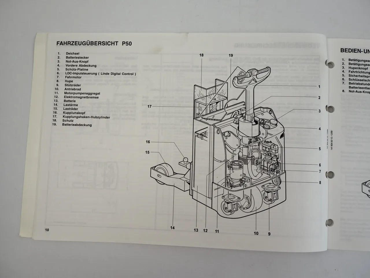 Linde P50 Elektroschlepper Betriebsanleitung Bedienung Wartung 1999