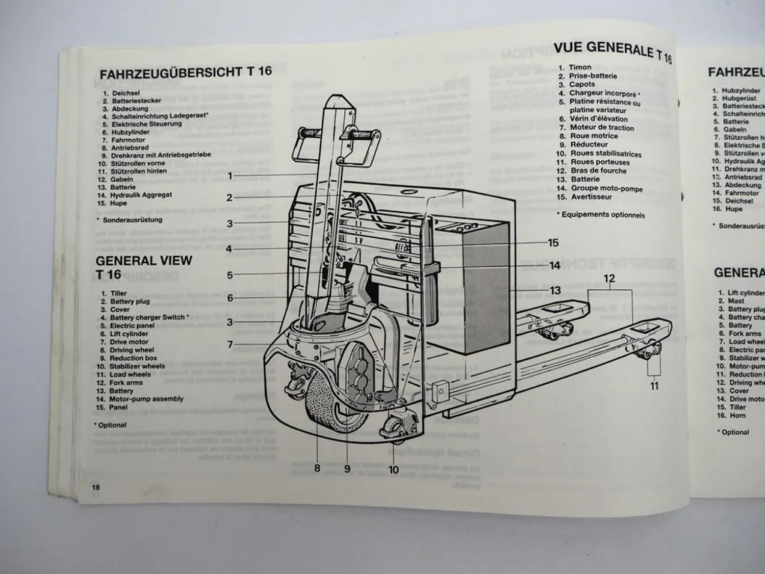 Linde T16 L10 L12 Elektro Hubwagen Betriebsanleitung Wartung 1980er Jahre
