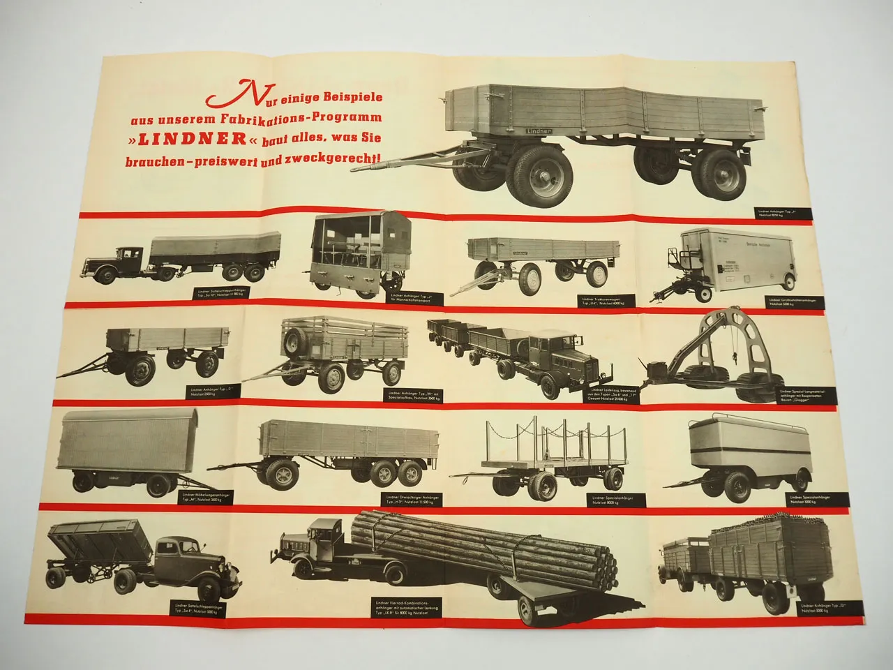 Lindner LKW Anhänger Prospekt 1930er Halle Saale Ammendorf