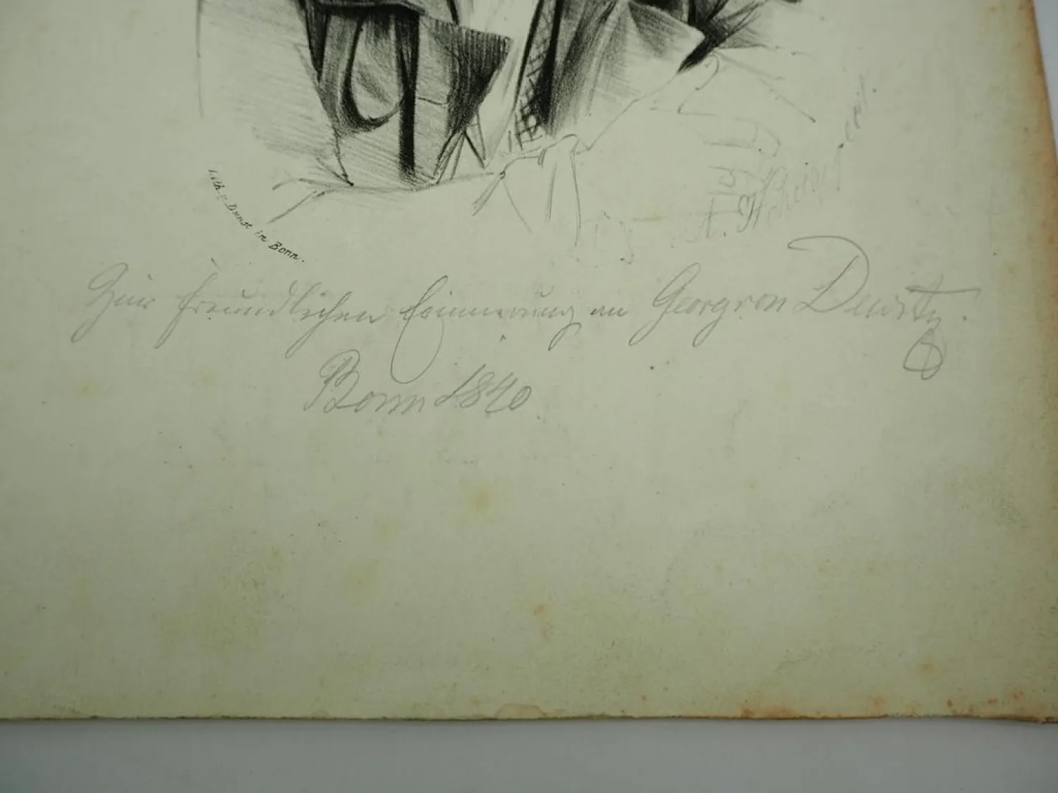 Lithografie Georg von Dunst mit handschriftlicher Widmung Bonn 1840