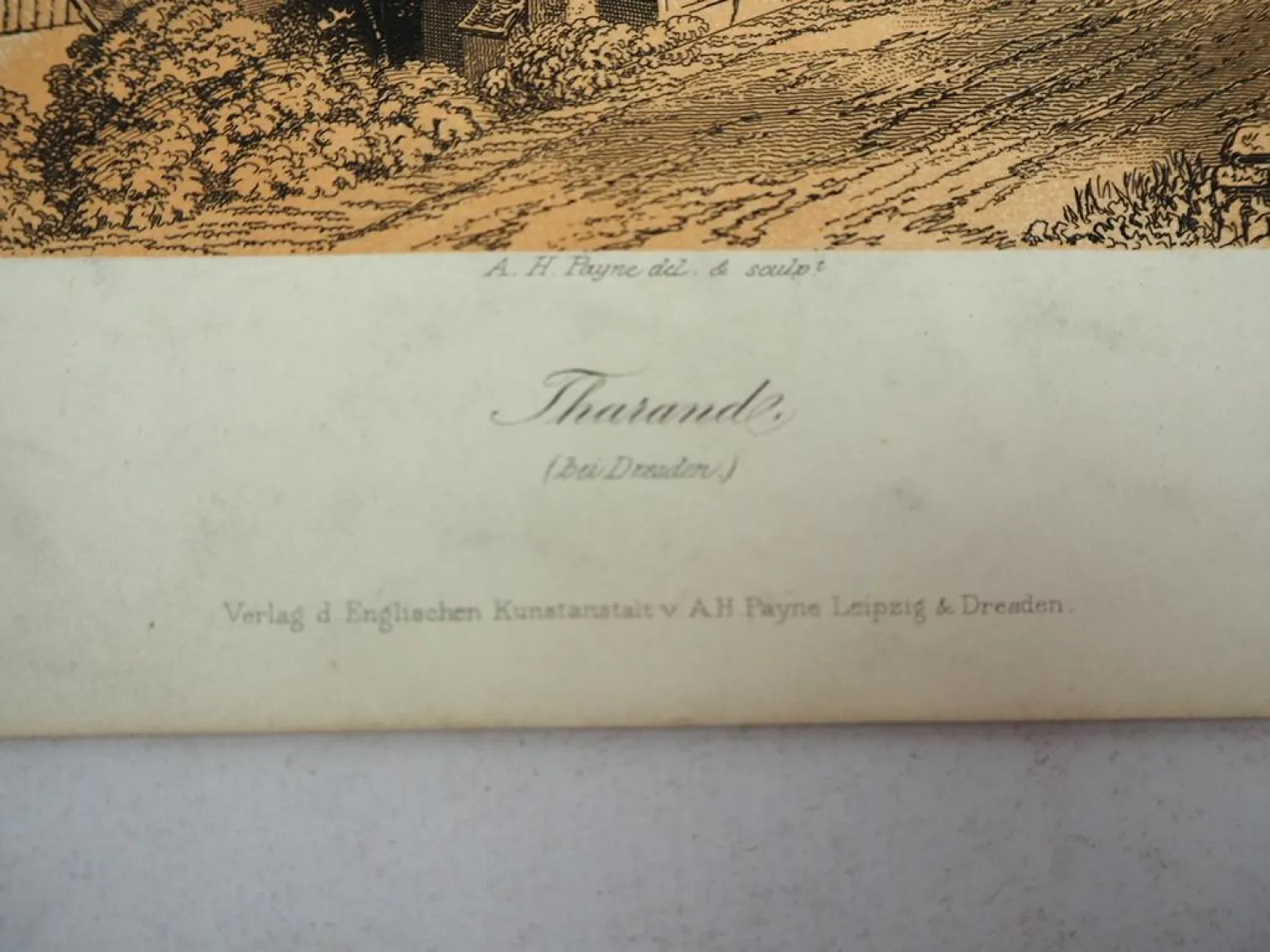 Lithografie Tharandt bei Dresden ca. 1850 A. H. Payne