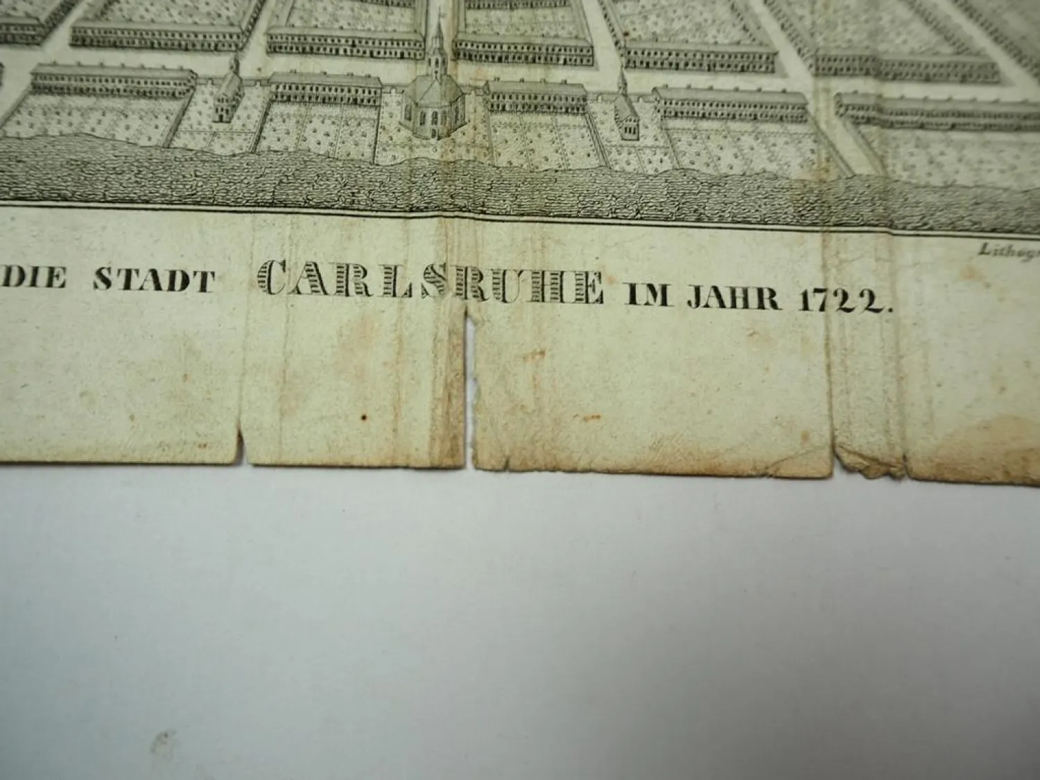 Lithographie Die Stadt Carlsruhe im Jahr 1722 Karlsruhe B. Herder Freiburg
