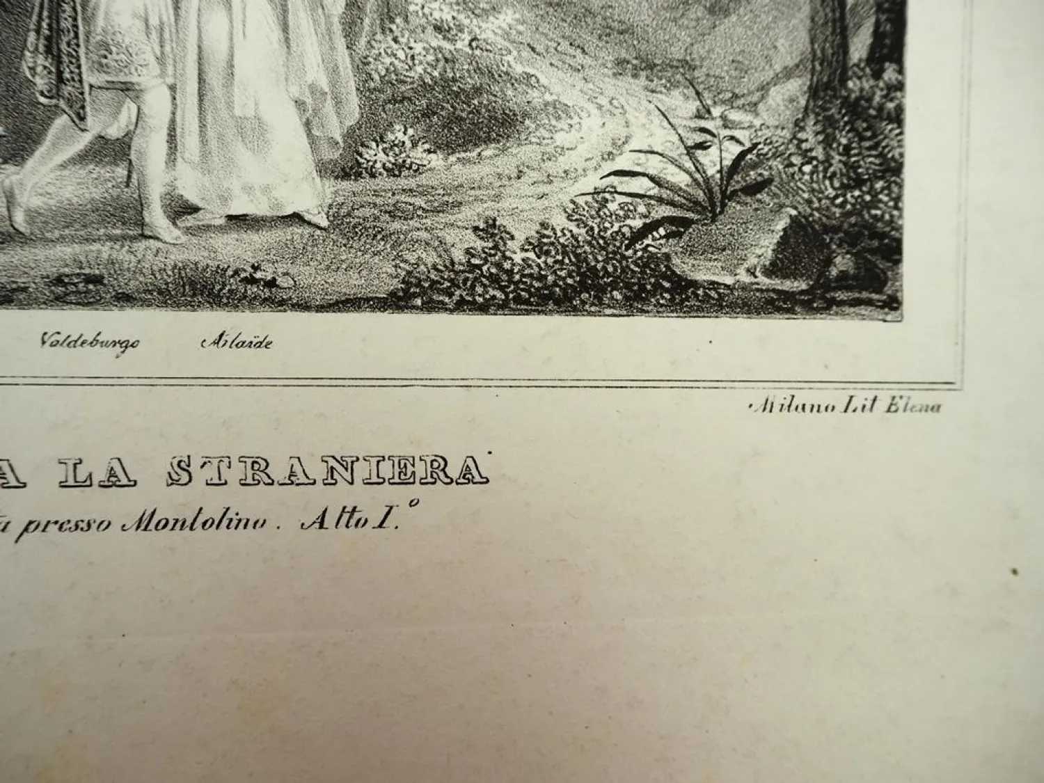 Lithographie Opera la Straniera ca. 1830 Album Teatrale 4 R. Focosi Milano Lit Elena