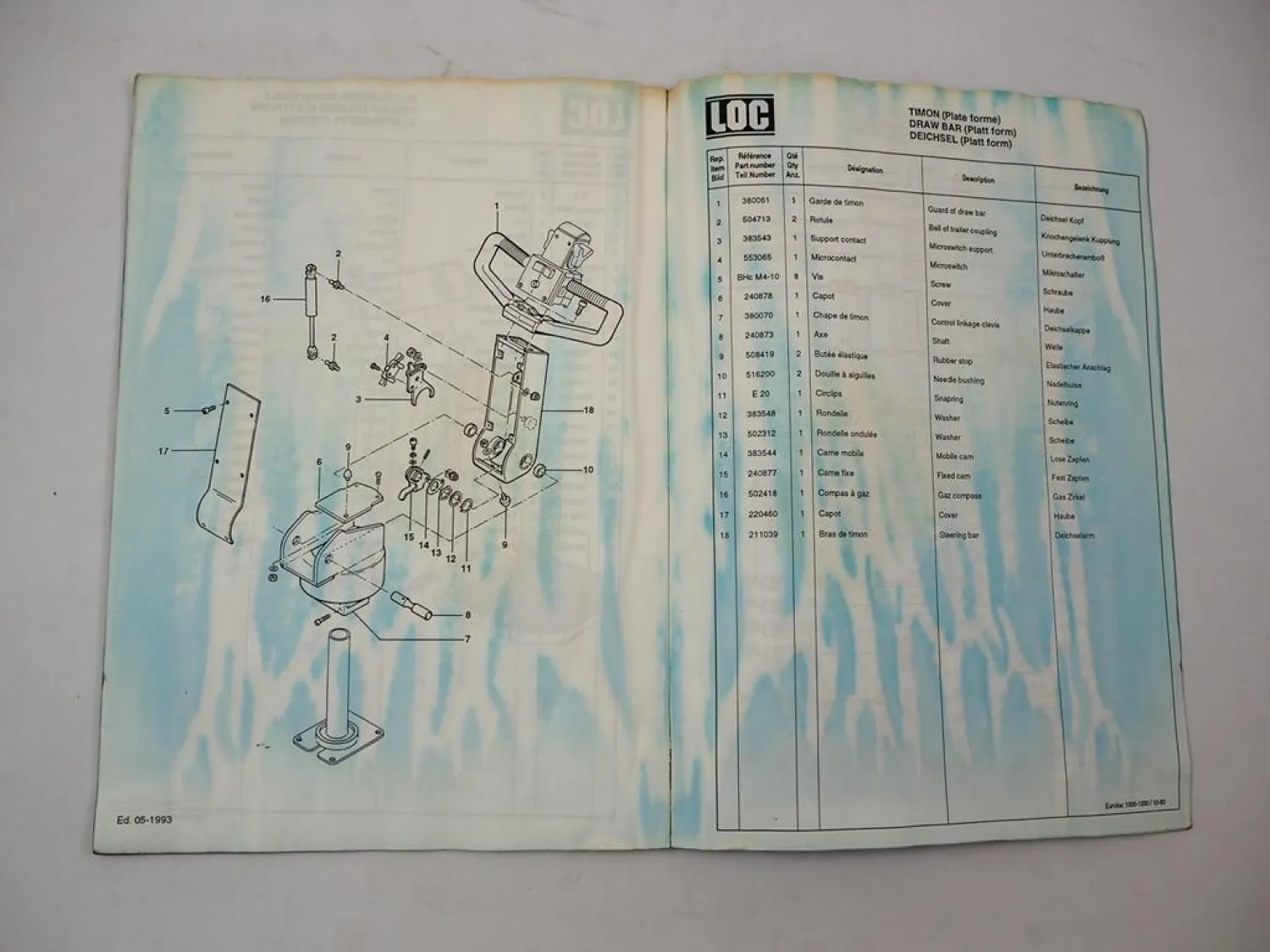 LOC Euroloc 1000 1200 Elektro Hubwagen Betriebsanleitung Ersatzteilliste 1993