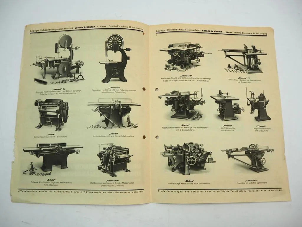Lorenz Kirsten Holzbearbeitungsmaschinen Leipzig Böhlitz Ehrenberg Prospekt 1931