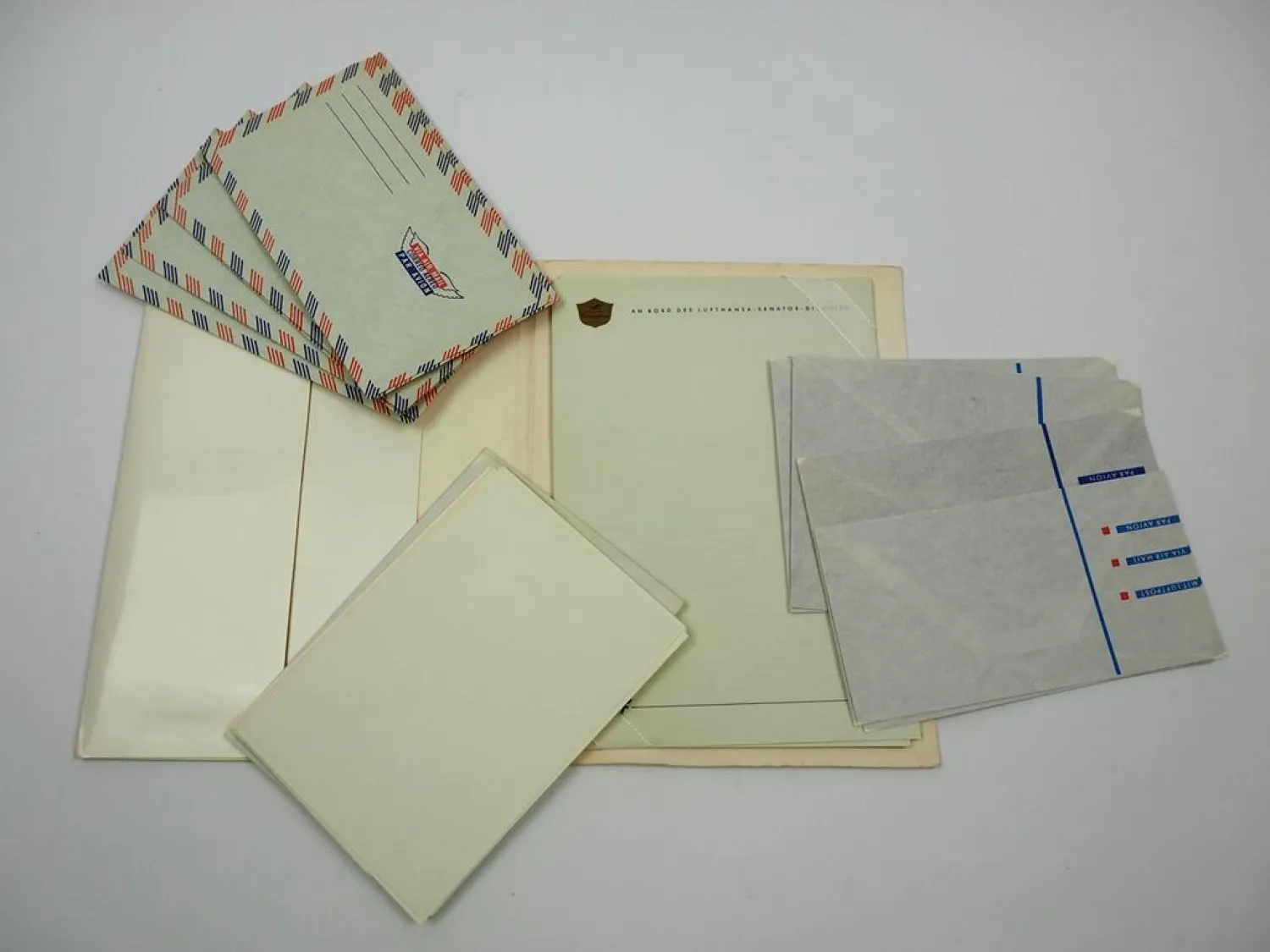 Lufthansa Senator Mappe Briefpapier Briefumschläge 1960er Jahre 1. Klasse Dienst
