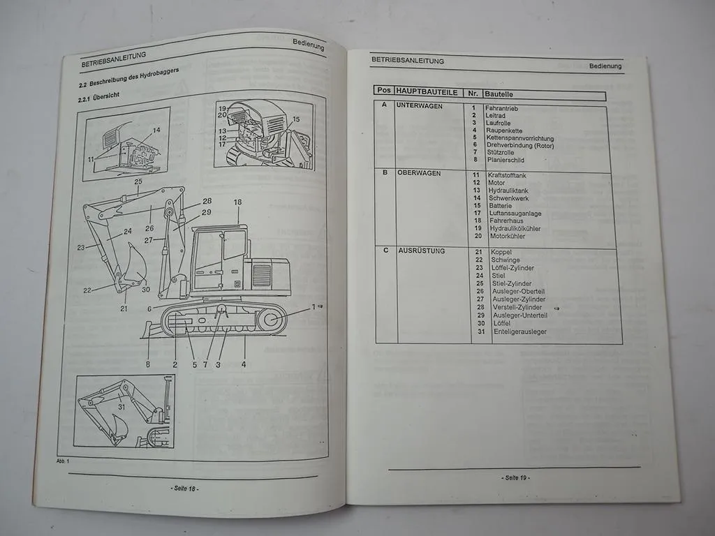 Macmoter BR75 Bagger Betriebsanleitung Bedienungsanleitung Wartung 1990er Jahre
