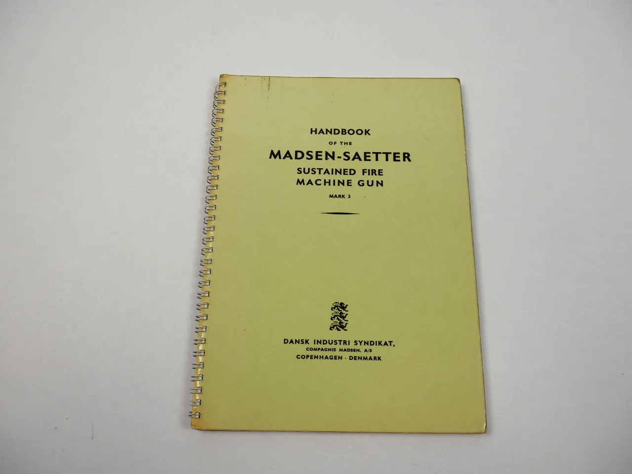 Madsen Saetter Sustained Fire Machine Gun Mark3 orig Handbook Dansk