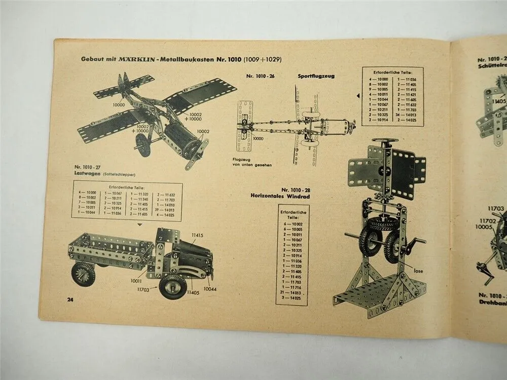 Märklin Metallbaukasten Modellbau Spielzeug Anleitungsheft 1958