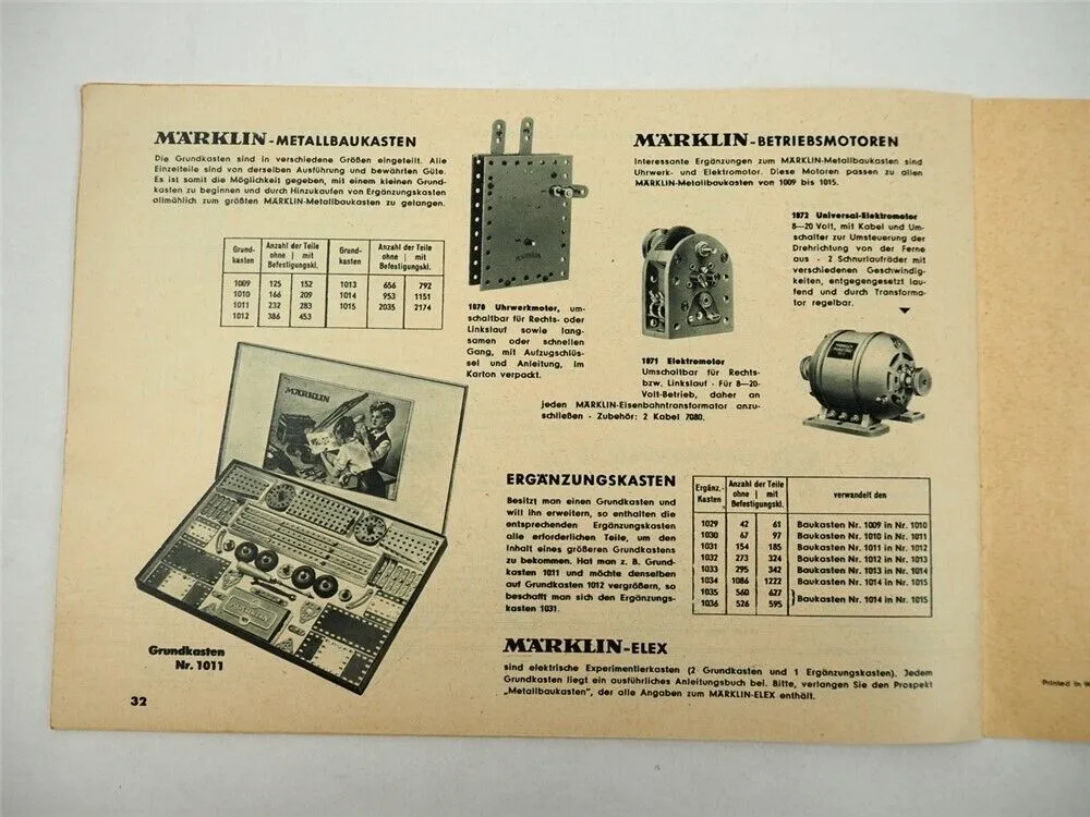 Märklin Metallbaukasten Modellbau Spielzeug Anleitungsheft 1958