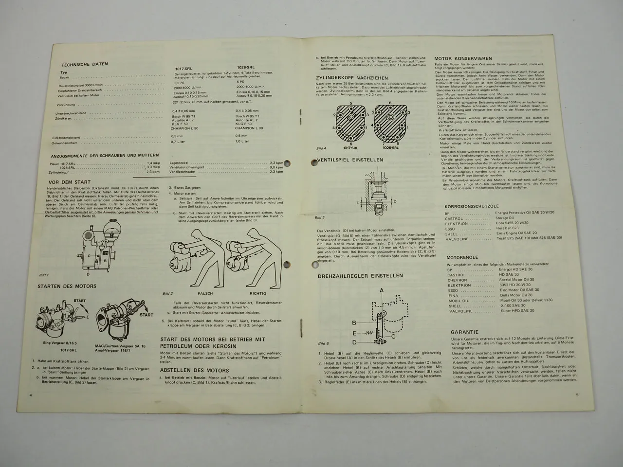 MAG 1017 1026 SRL Motor Betriebsanleitung Operating Instruction 1974