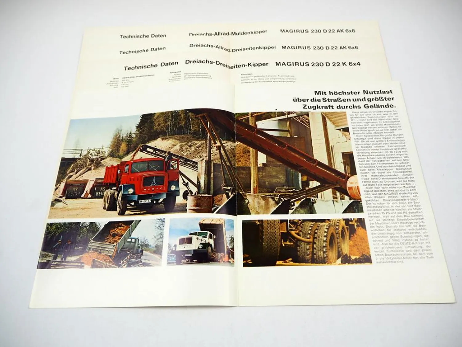 Magirus Deutz 230 D 22 K 6x4 AK 6x6 LKW Prospekt Technische Daten 09/1967