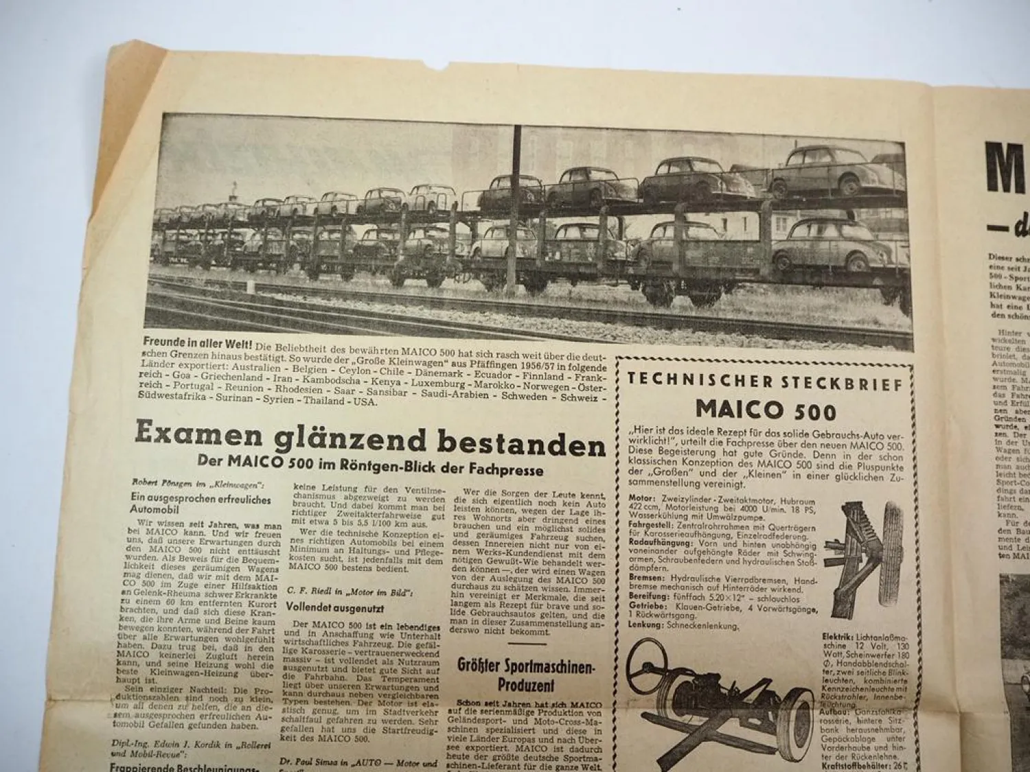 Maico Motor Magazin Werkszeitschrift ca. 1958 Motorrad PKW Maiko 500 Pfäffingen