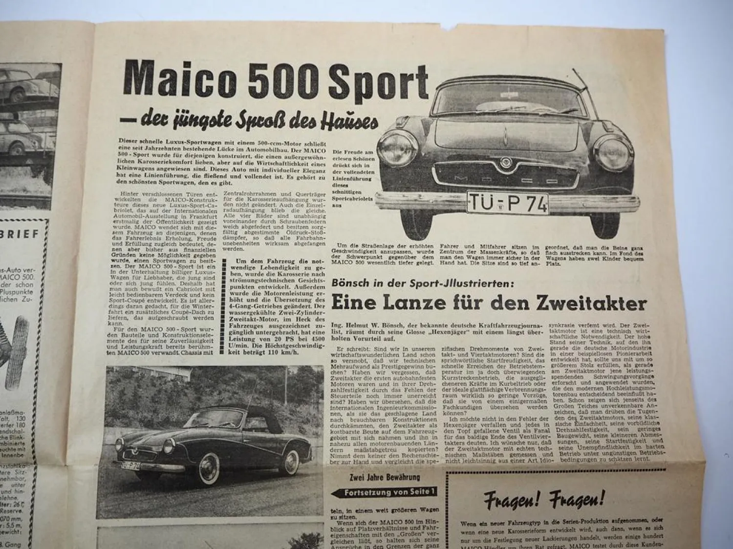 Maico Motor Magazin Werkszeitschrift ca. 1958 Motorrad PKW Maiko 500 Pfäffingen