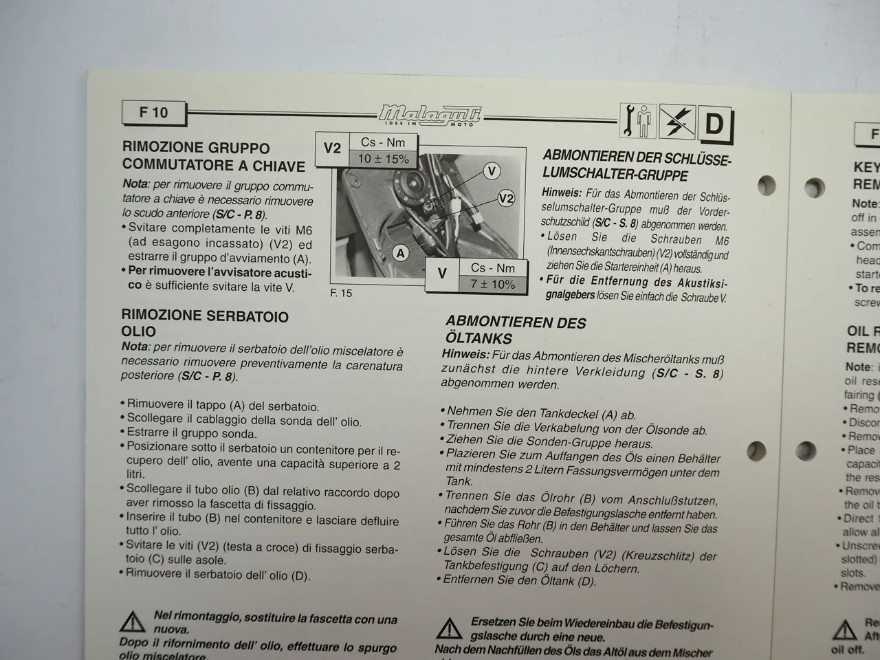 Malaguti F10 Jetline Motorroller Werkstatthandbuch Manuale di riparazione 1998