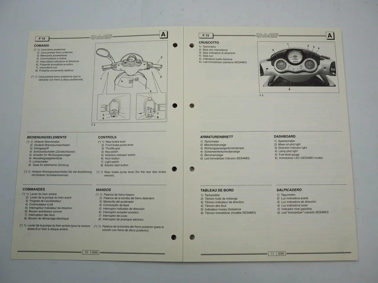 Malaguti F15 Firefox Motorroller Werkstatthandbuch Manuale di riparazione 1998
