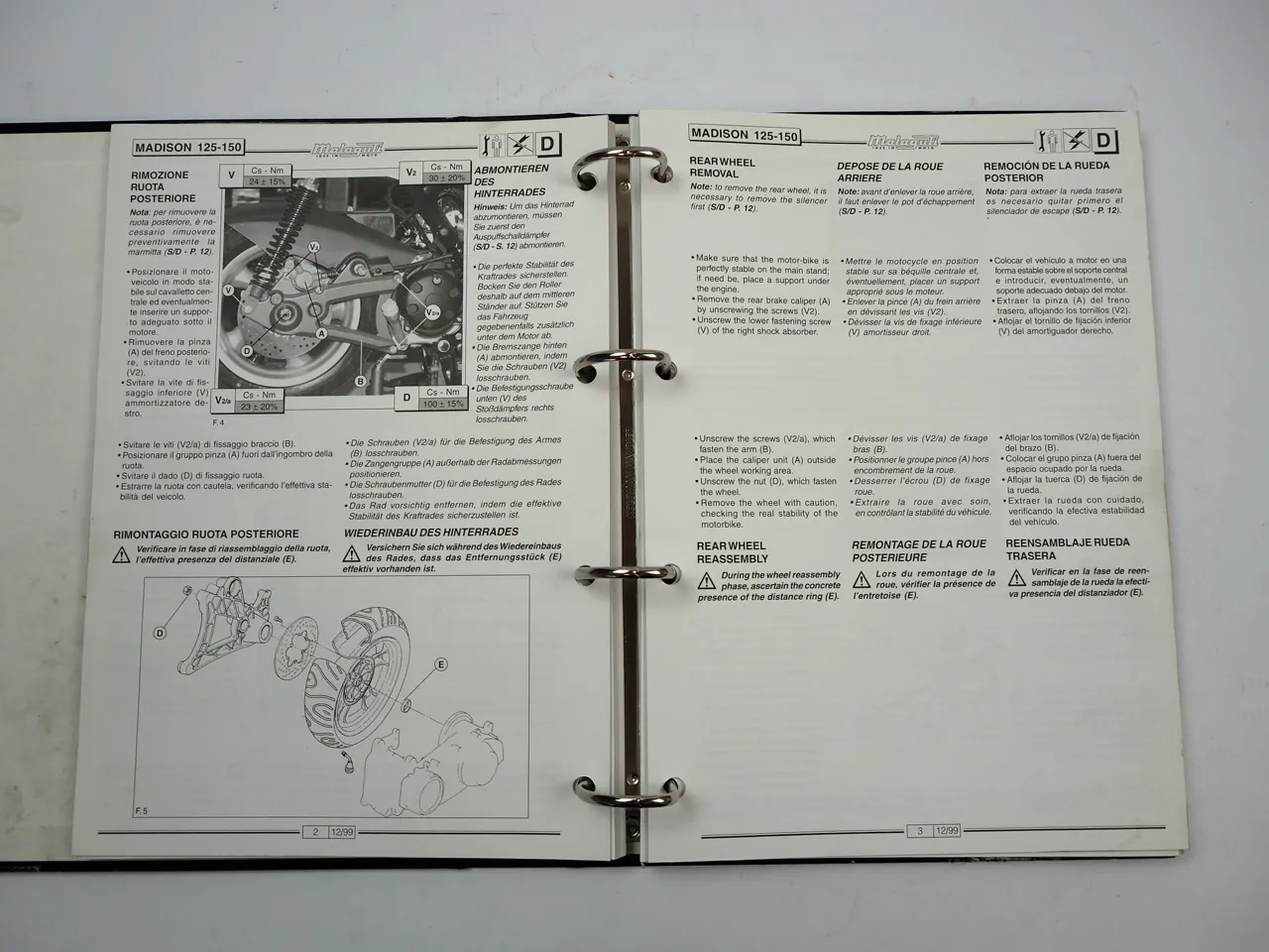 Malaguti Madison 125 150 Motorrad Werkstatthandbuch Manuale dofficina 1999