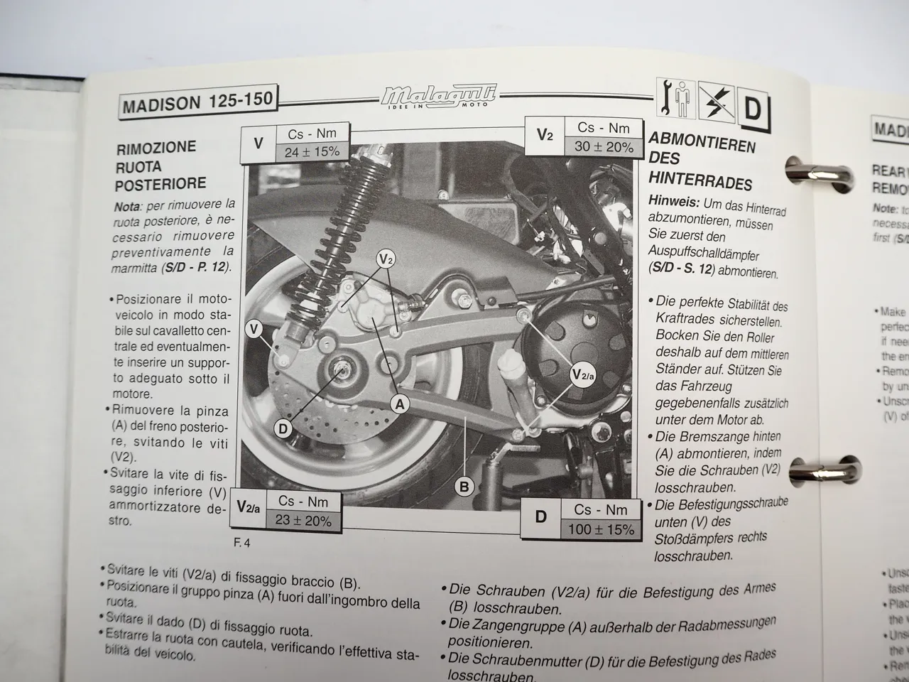 Malaguti Madison 125 150 Motorrad Werkstatthandbuch Manuale dofficina 1999/2000