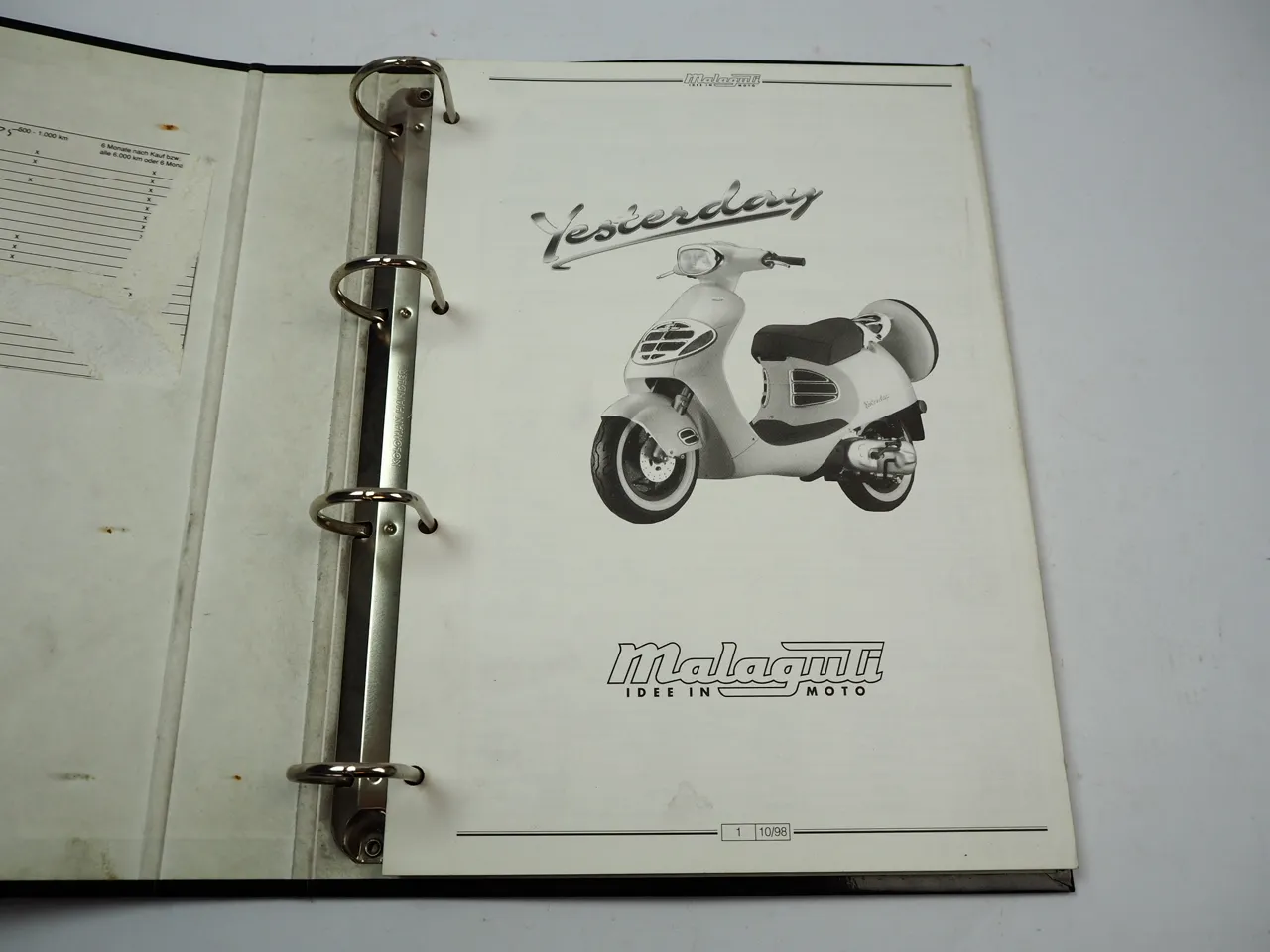 Malaguti Yesterday Scooter Motorroller Werkstatthandbuch Manuale dofficina 1998
