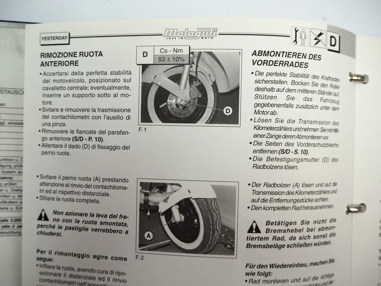 Malaguti Yesterday Scooter Motorroller Werkstatthandbuch Manuale dofficina 1998