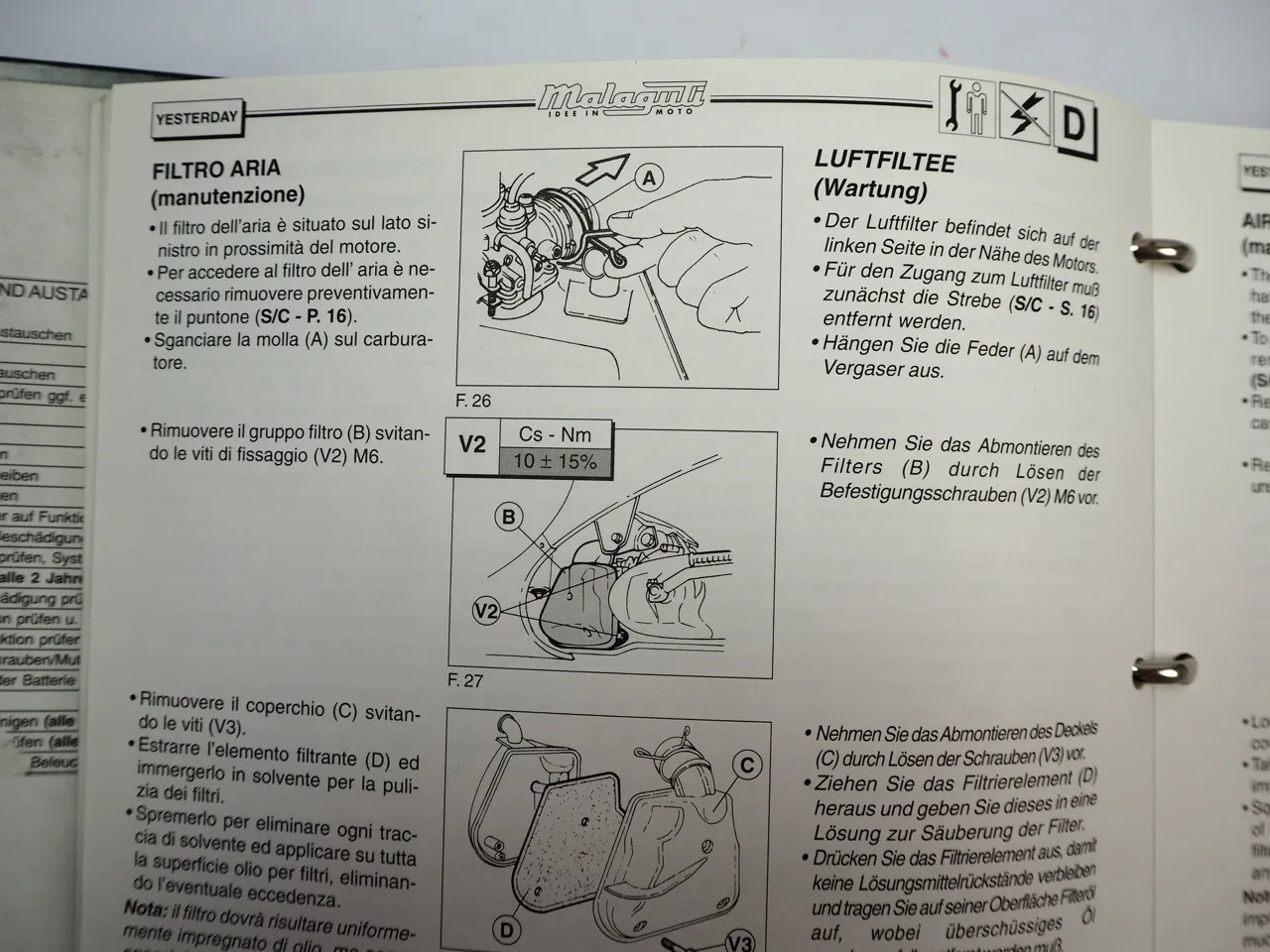 Malaguti Yesterday Scooter Motorroller Werkstatthandbuch Manuale dofficina 1998