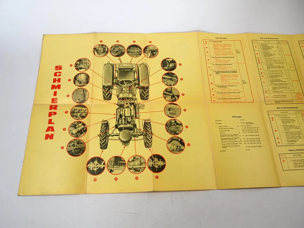 MAN 4L2 Schlepper Betriebsanleitung Schmierplan 1960