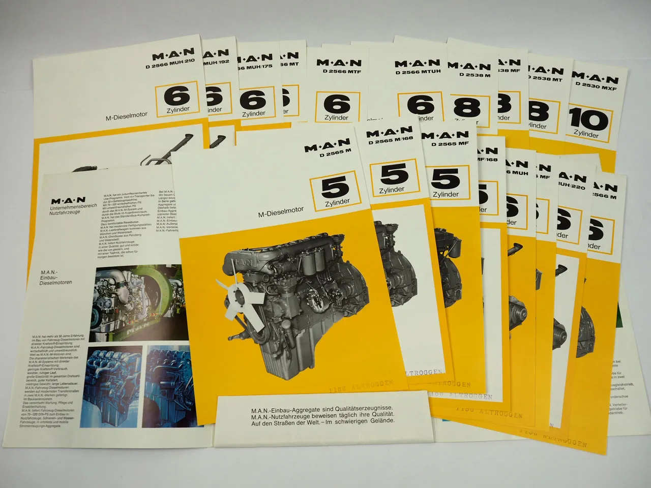 MAN D2565 D2566 D2538 Dieselmotor 5 6 8 Zylinder für Nutzfahrzeuge 18x Prospekt