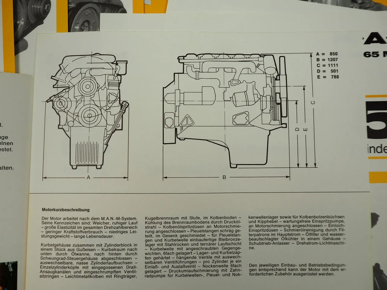 MAN D2565 D2566 D2538 Dieselmotor 5 6 8 Zylinder für Nutzfahrzeuge 18x Prospekt