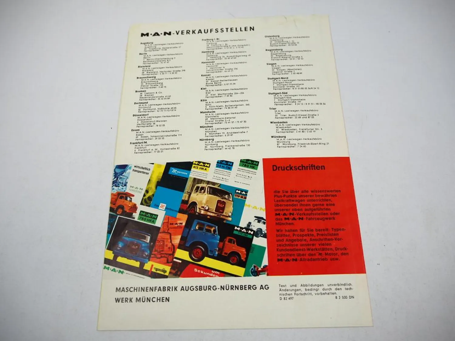 MAN LKW Kipper Müllwagen Prospekt Produktprogramm ca. 1950er Jahre