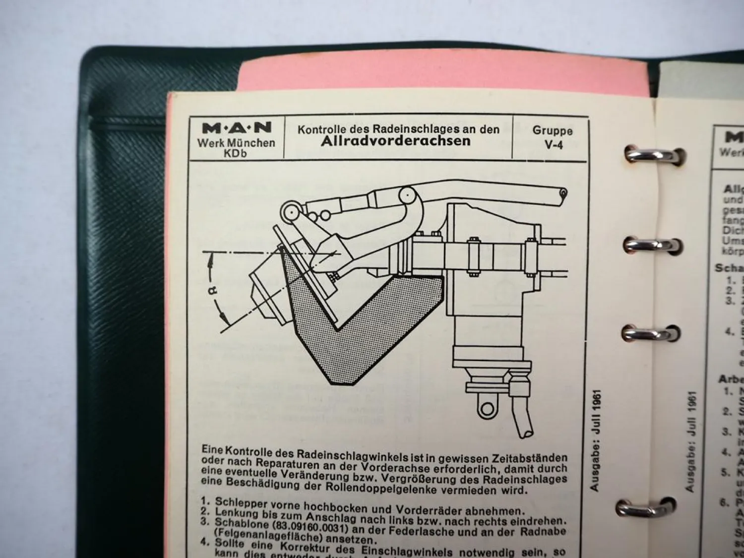 MAN Schleppertechnik Werkstatthandbuch Datenbuch Einstellwerte Drehmomente 1961