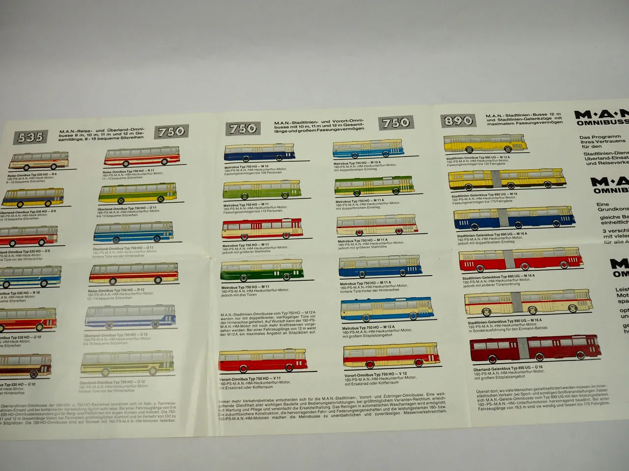 MAN Überland Omnibus 535 Metrobus 750 Stadtlinienbus 890 Prospekt 1960er Jahre