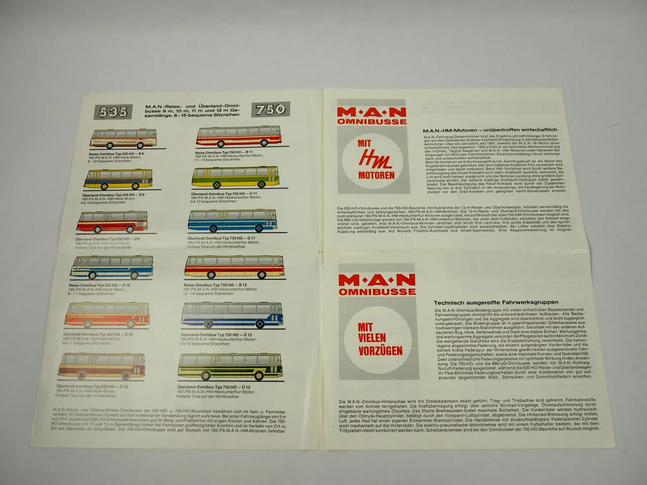 MAN Überland Omnibus 535 Metrobus 750 Stadtlinienbus 890 Prospekt 1960er Jahre