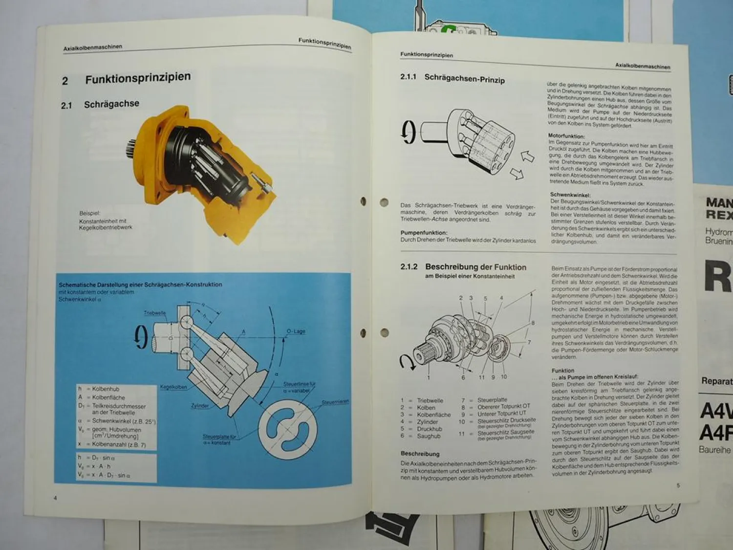 Mannesmann Rexroth A4VO A4FO Verstellpumpe Werkstatthandbuch Prospekt 1988