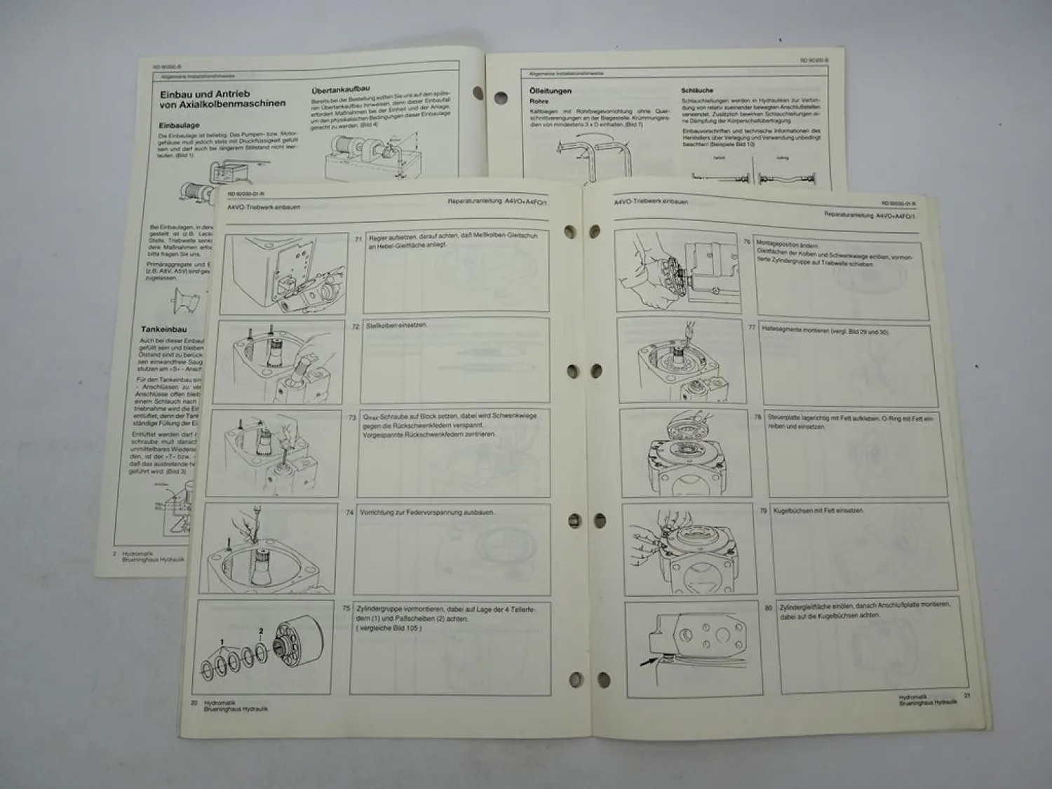 Mannesmann Rexroth A4VO A4FO Verstellpumpe Werkstatthandbuch Prospekt 1988