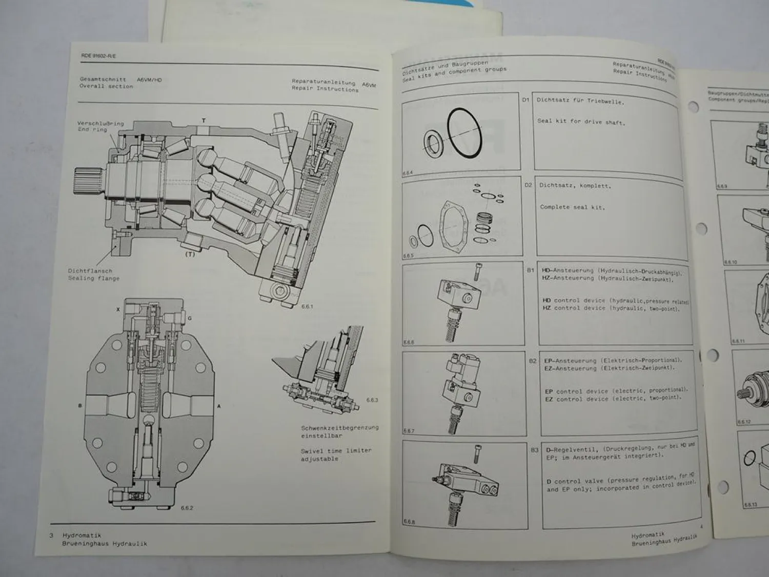 Mannesmann Rexroth A6VM 60 Verstellmotor Werkstatthandbuch ETL Prospekt