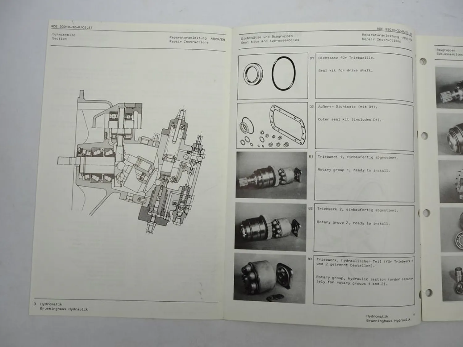 Mannesmann Rexroth A8VO/ER 60 Verstelldoppelpumpe Werkstatthandbuch 1987