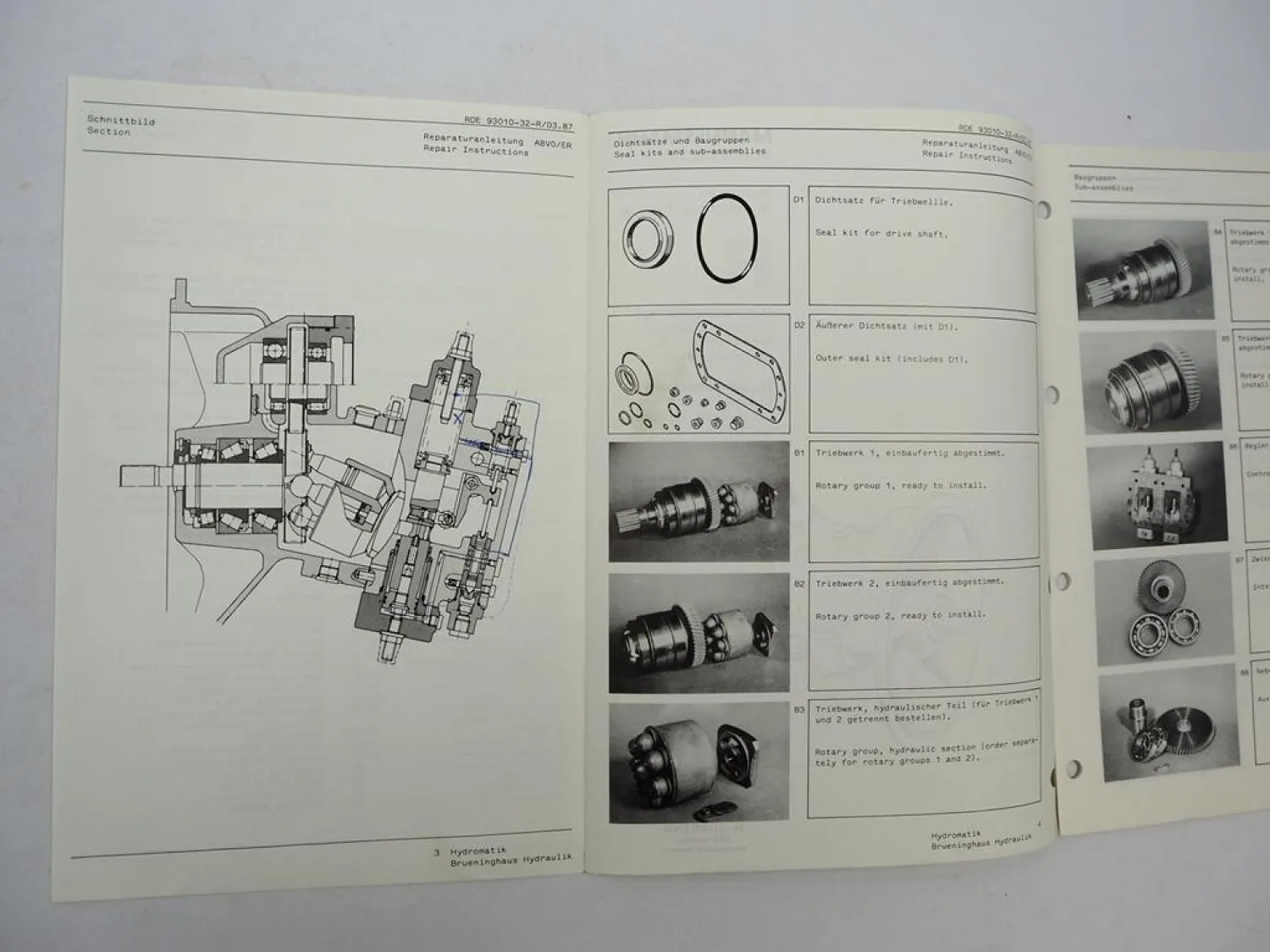 Mannesmann Rexroth A8VO/ER 60 Verstelldoppelpumpe Werkstatthandbuch Prospekt
