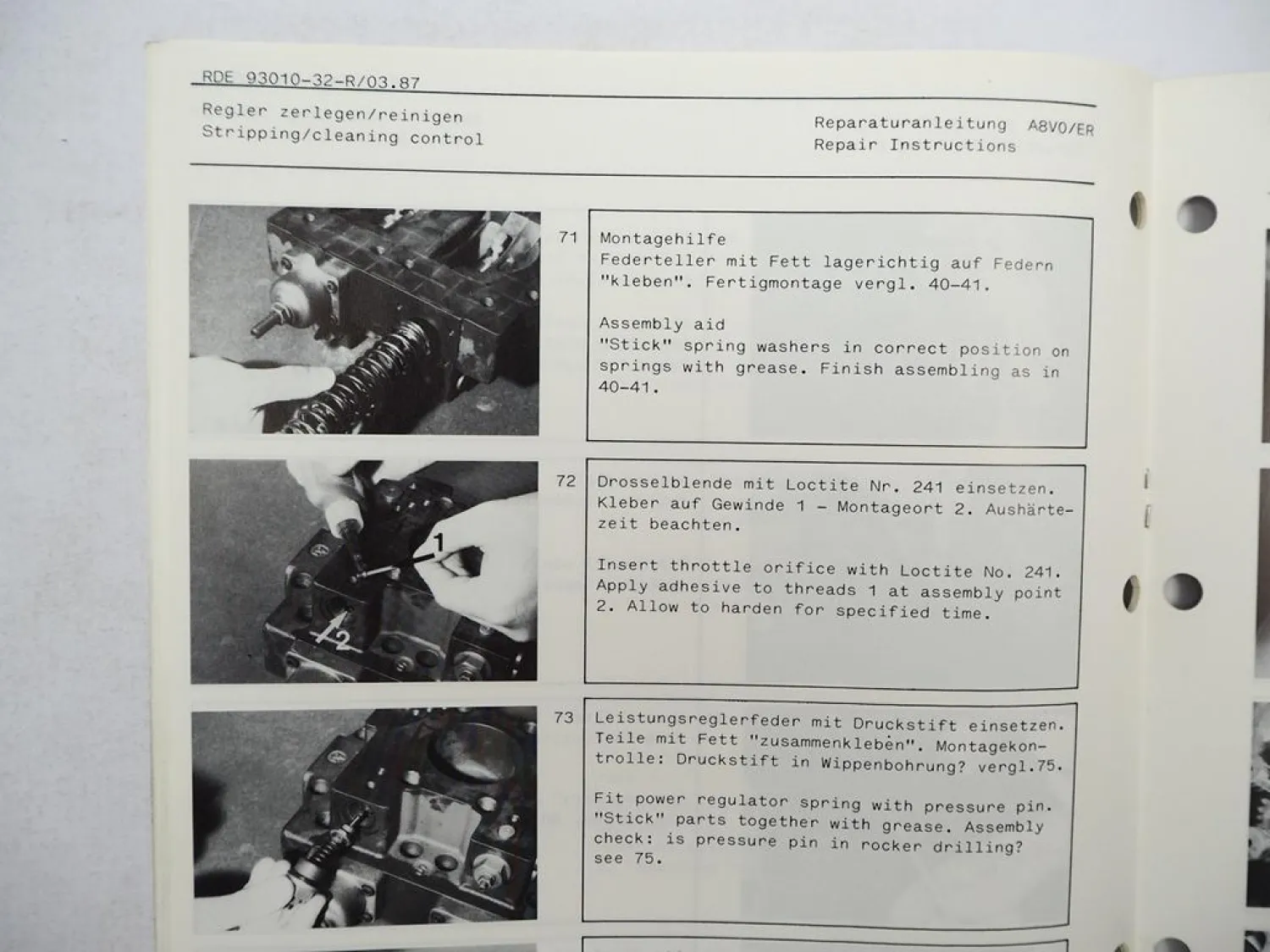 Mannesmann Rexroth A8VO/ER 60 Verstelldoppelpumpe Werkstatthandbuch Prospekt