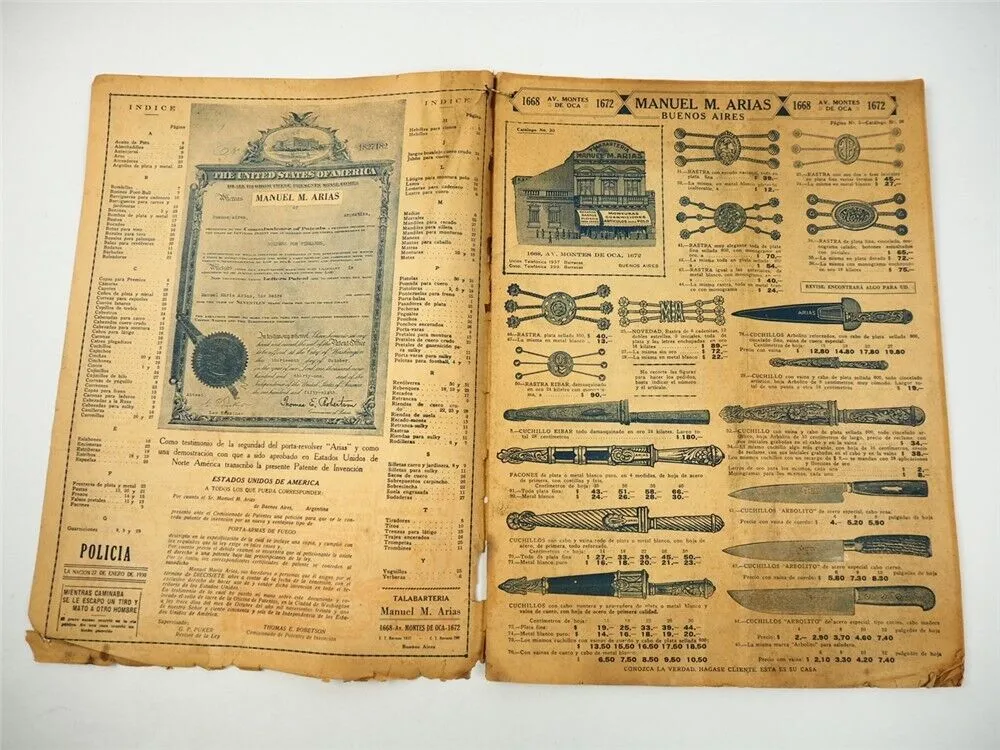Manuel Arias Buenos Aires Argentinien Sattlerei Waffen Katalog 1930
