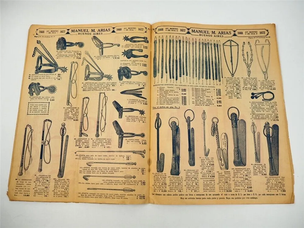 Manuel Arias Buenos Aires Argentinien Sattlerei Waffen Katalog 1930