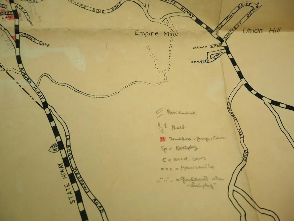 Map City of Grass Valley and Vicinity with Mines California USA 1961 Geology