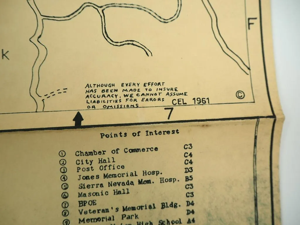 Map City of Grass Valley and Vicinity with Mines California USA 1961 Geology