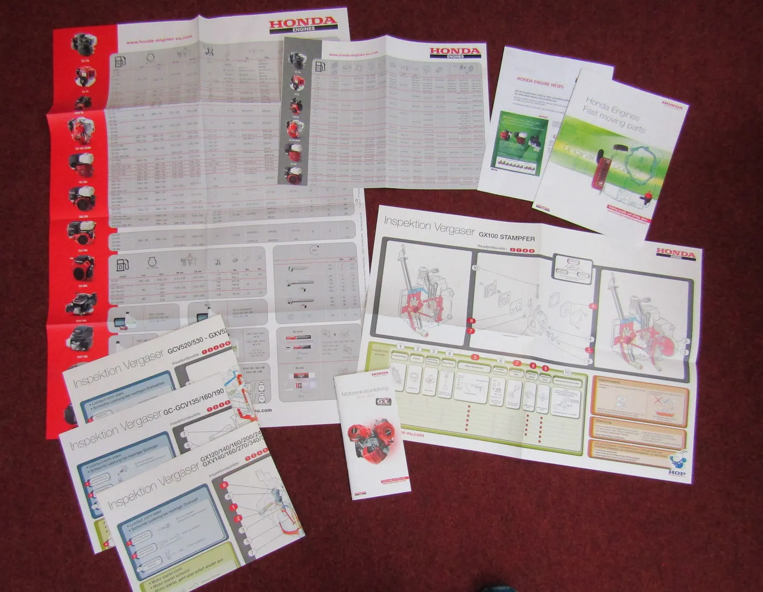Mappe Honda Motoren Kurzanleitung 2010-2011 Poster Inspektionen Prospekt