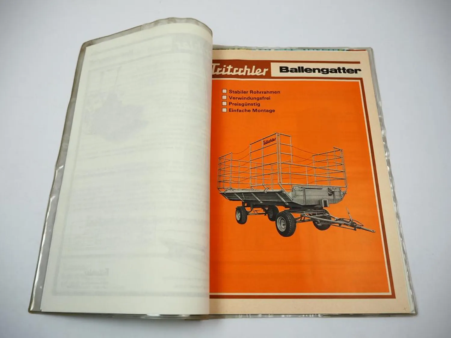 Mappe mit 10x Prospekt Tritschler Anbaugeräte für Schlepper 1970er Jahre