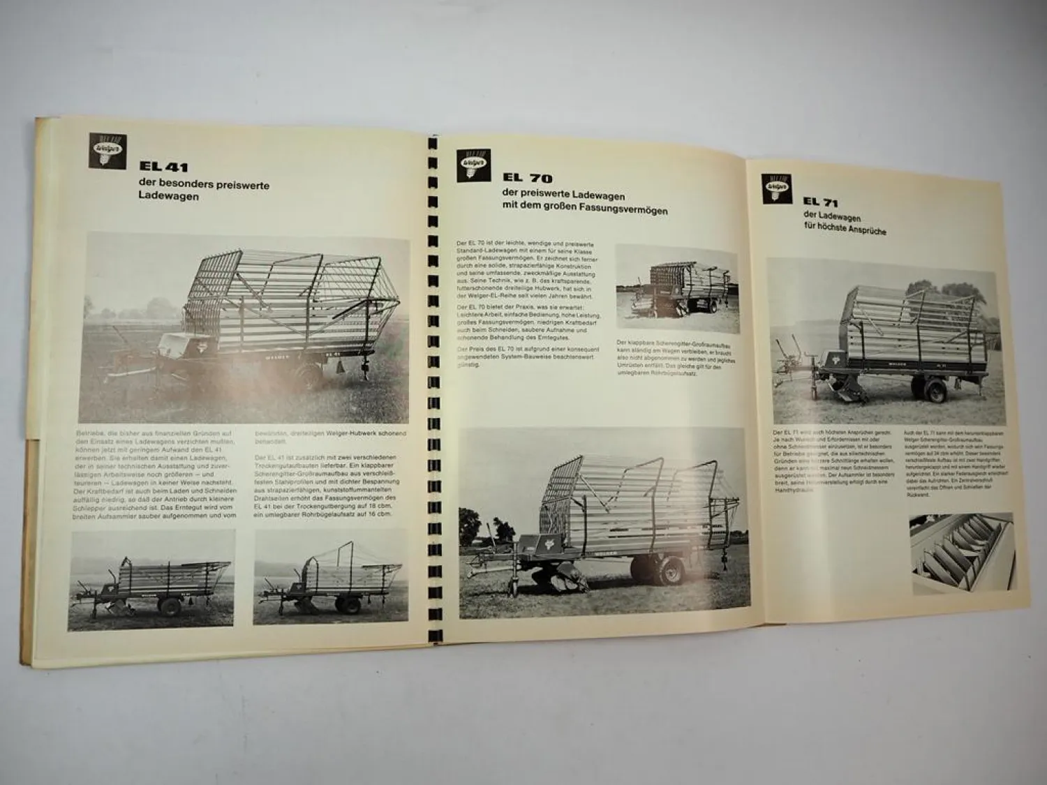 Mappe mit 15x Prospekt Welger Presse Ladewagen Mähwerk Verkaufsprogramm 1972