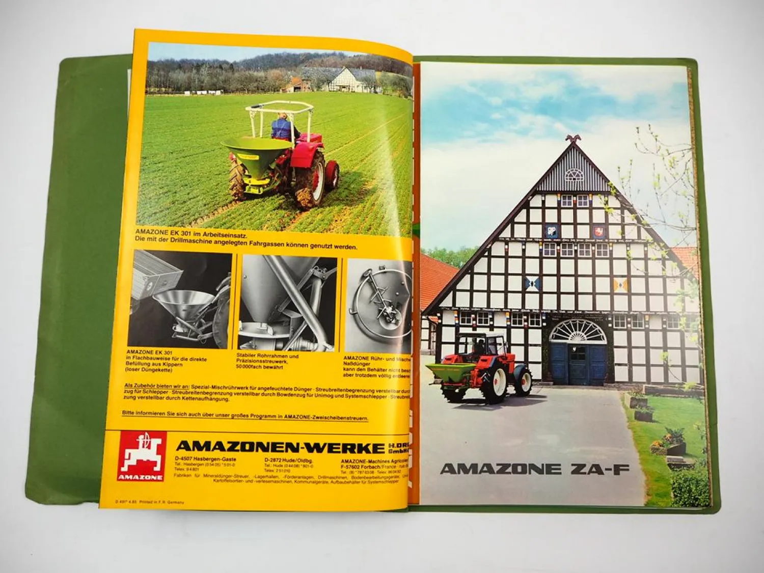 Mappe mit 44x Prospekt Amazone Anbaugeräte für Schlepper Unimog 1980er Jahre