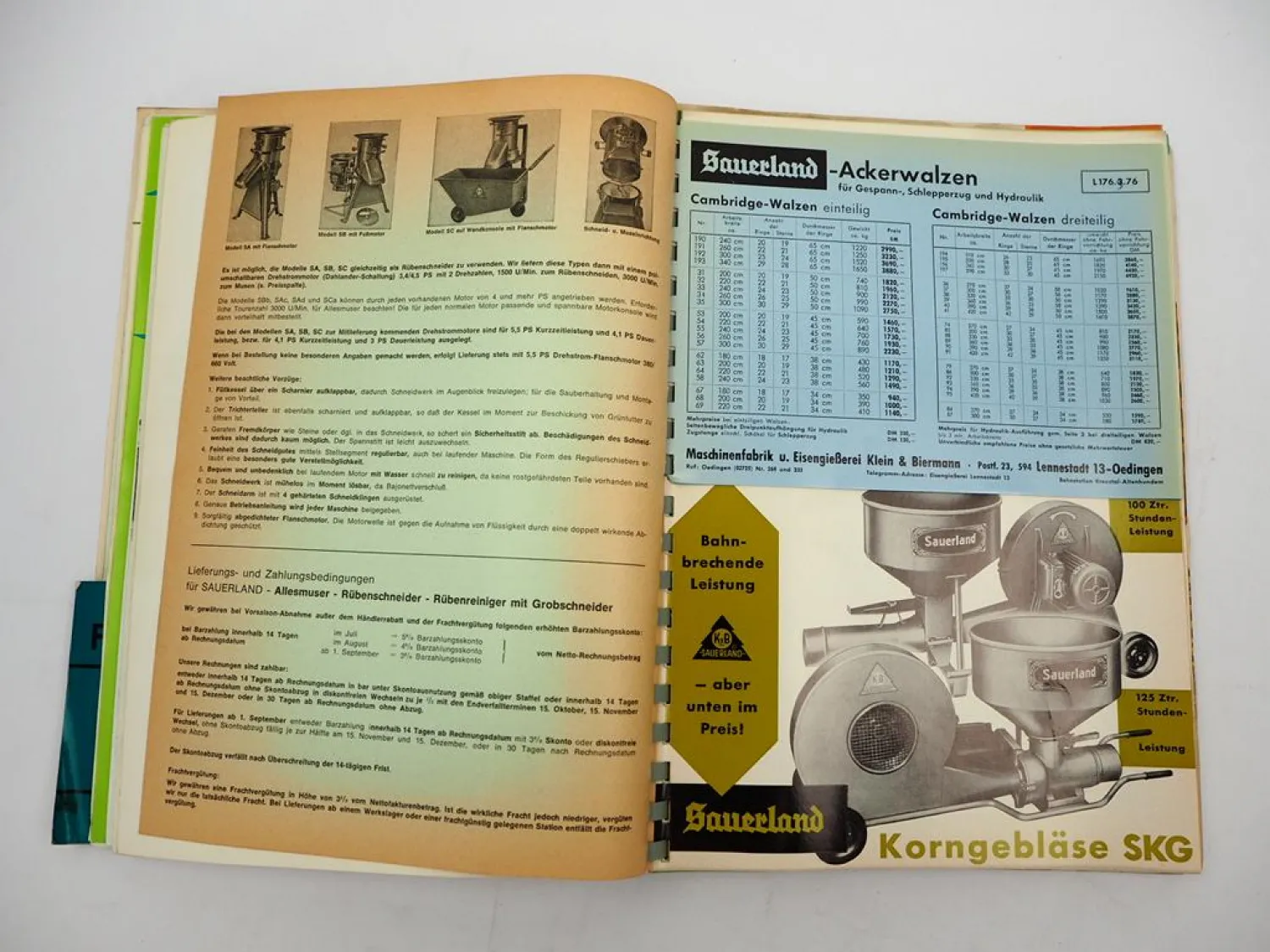 Mappe mit Prospekten Preislisten Landtechnik 1970er Jahre Fella Fristein Hardi