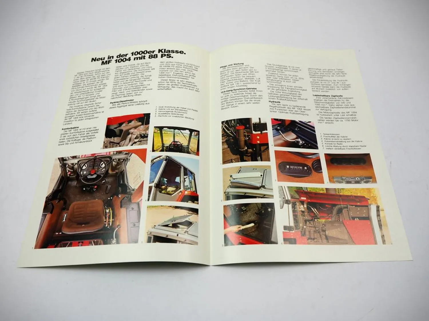 Massey Ferguson MF 1004 Traktor 88 PS Prospekt technische Daten 1984