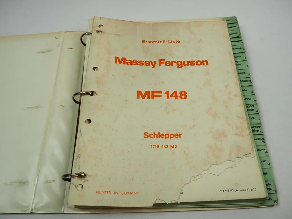 Massey Ferguson MF 148 Traktor Schlepper Ersatzteilliste 1975